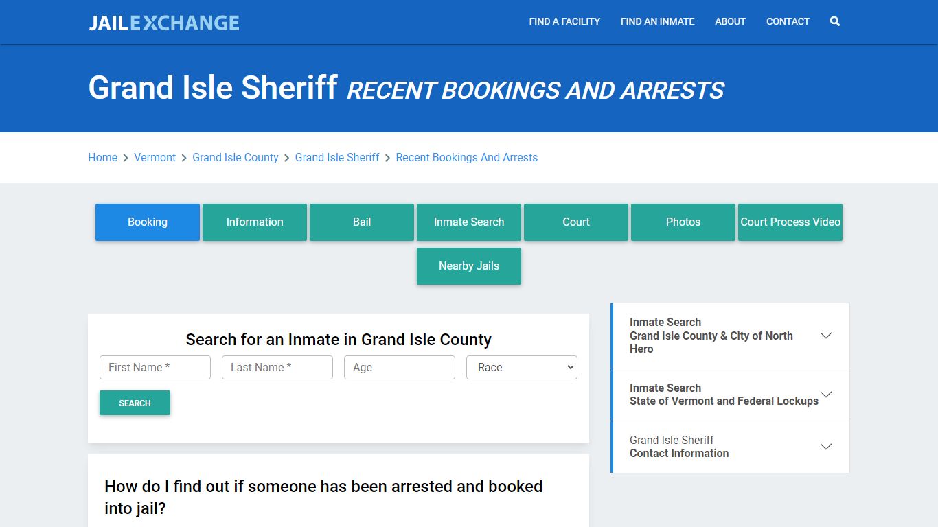 Grand Isle Sheriff Recent Bookings And Arrests - Jail Exchange